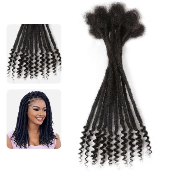 Natural Black Dreadlock Loc Extensions With Curly Ends Human Hair Natural Black Dreadlock Loc Extensions With Curly Ends Human Hair