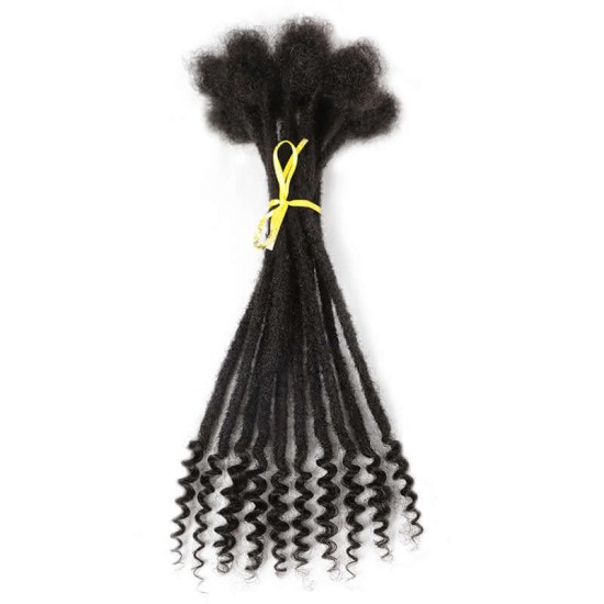 Natural Black Dreadlock Loc Extensions With Curly Ends Human Hair Natural Black Dreadlock Loc Extensions With Curly Ends Human Hair