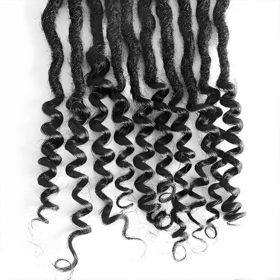 Natural Black Dreadlock Loc Extensions With Curly Ends Human Hair Natural Black Dreadlock Loc Extensions With Curly Ends Human Hair