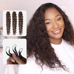 Deep Brown #2 Water Wave Soft Handmade Feather Crochet Braids Human Hair Extensions Deep Brown #2 Water Wave Soft Handmade Feather Crochet Braids Human Hair Extensions