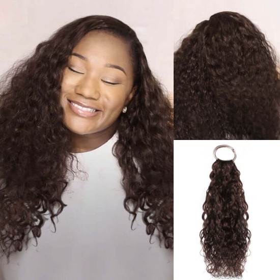 Deep Brown #2 Water Wave Soft Handmade Feather Crochet Braids Human Hair Extensions Deep Brown #2 Water Wave Soft Handmade Feather Crochet Braids Human Hair Extensions