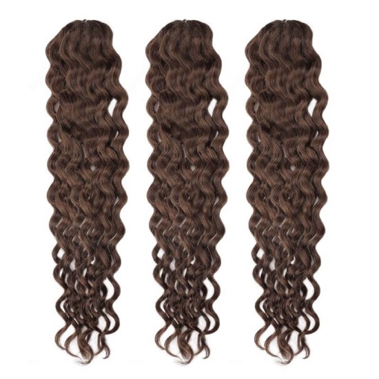 Deep Brown #2 Water Wave Soft Handmade Feather Crochet Braids Human Hair Extensions Deep Brown #2 Water Wave Soft Handmade Feather Crochet Braids Human Hair Extensions