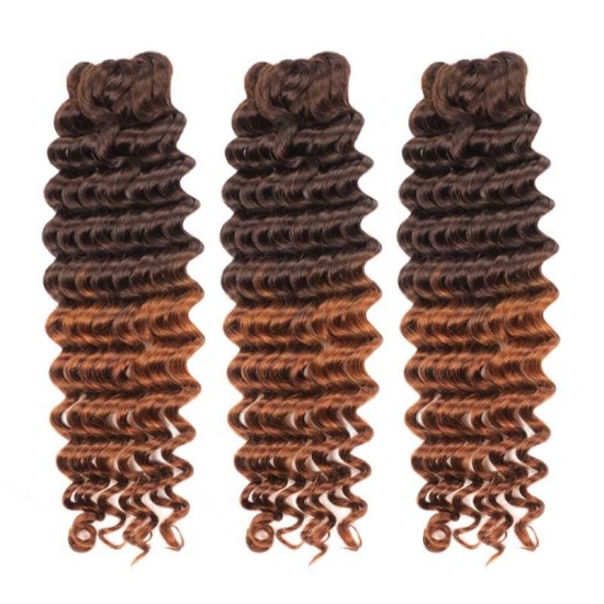 Lightweight T2/30 Color Deep Wave Handmade Feather Crochet Braid Human Hair Extensions Lightweight T2/30 Color Deep Wave Handmade Feather Crochet Braid Human Hair Extensions