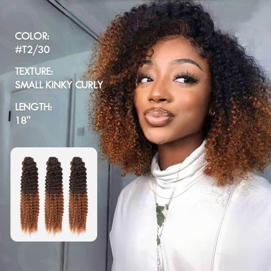 Lightweight T2/30 Color Small Kinky Curly Handmade Feather Crochet Braid Human Hair Extension Lightweight T2/30 Color Small Kinky Curly Handmade Feather Crochet Braid Human Hair Extension