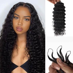 Natural Black #1B Deep Wave Handmade Feather Crochet Braid Human Hair Extensions Natural Black #1B Deep Wave Handmade Feather Crochet Braid Human Hair Extensions