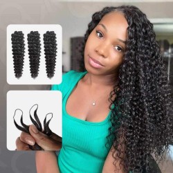 Seamless Deep Curly Handmade Feather Crochet Braid Natural Black Human Hair Extensions Seamless Deep Curly Handmade Feather Crochet Braid Natural Black Human Hair Extensions