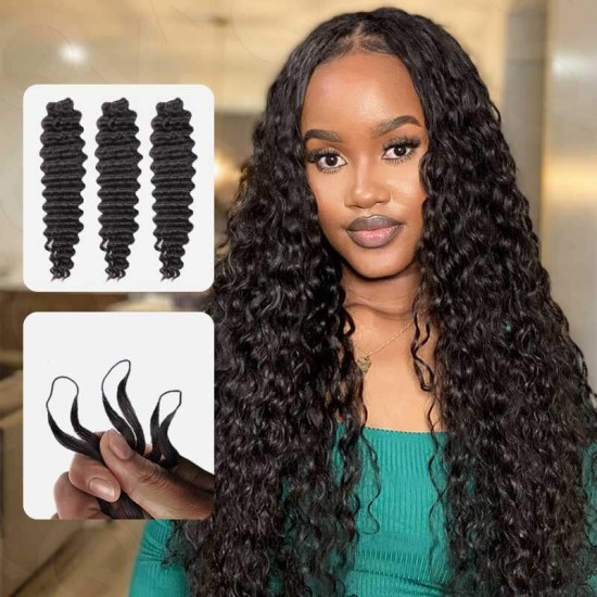 Seamless Deep Curly Handmade Feather Crochet Braid Natural Black Human Hair Extensions Seamless Deep Curly Handmade Feather Crochet Braid Natural Black Human Hair Extensions