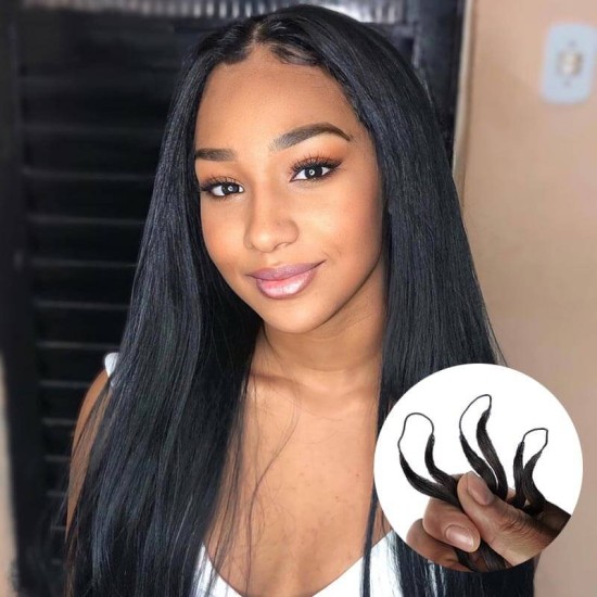 Natural Black Straight Handmade Feather Crochet Braid Human Hair Extensions Natural Black Straight Handmade Feather Crochet Braid Human Hair Extensions