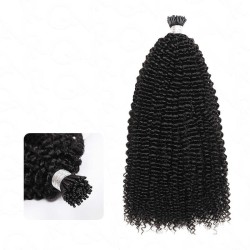Afro Kinky Curly I Tip Hair Extensions Natural Black Human Hair