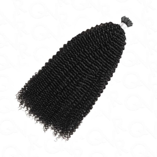 Afro Kinky Curly I Tip Hair Extensions Natural Black Human Hair Afro Kinky Curly I Tip Hair Extensions Natural Black Human Hair