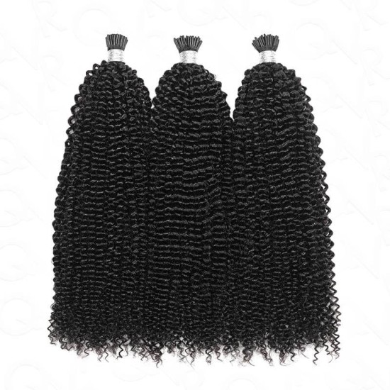 Afro Kinky Curly I Tip Hair Extensions Natural Black Human Hair Afro Kinky Curly I Tip Hair Extensions Natural Black Human Hair