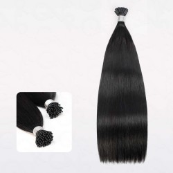Silk Straight I Tip Hair Extensions Natural Black Human Hair