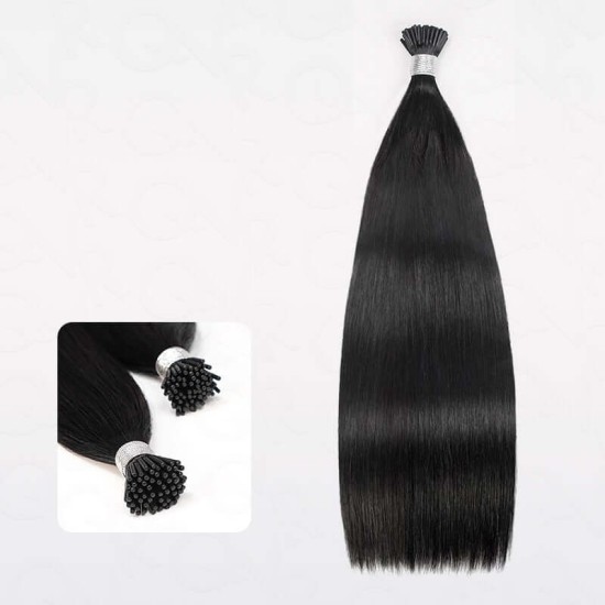 Silk Straight I Tip Hair Extensions Natural Black Human Hair Silk Straight I Tip Hair Extensions Natural Black Human Hair