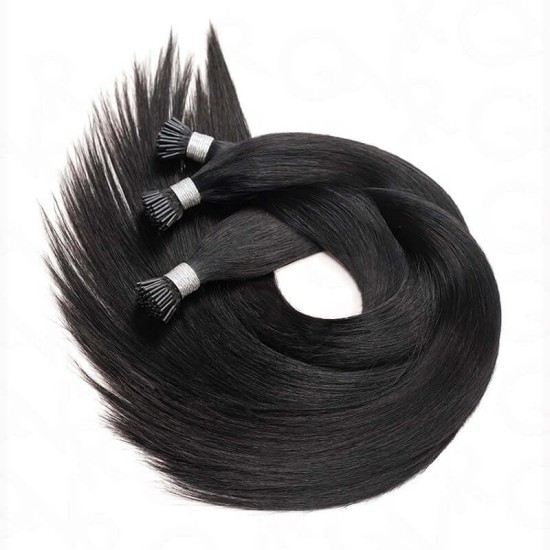 Silk Straight I Tip Hair Extensions Natural Black Human Hair Silk Straight I Tip Hair Extensions Natural Black Human Hair