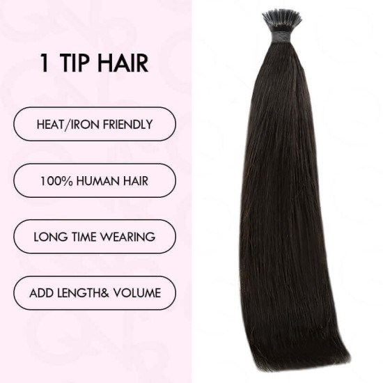 Silk Straight I Tip Hair Extensions Natural Black Human Hair Silk Straight I Tip Hair Extensions Natural Black Human Hair