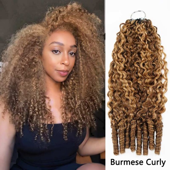 Lite Edition|Curly Highlight #P4/27 Feather Crochet Human Hair|Lightweight Crochet Weave Hair Extension Lite Edition|Curly Highlight #P4/27 Feather Crochet Human Hair|Lightweight Crochet Weave Hair Extension