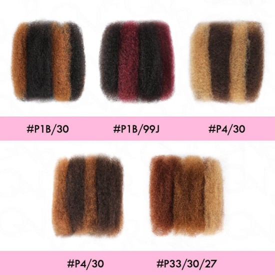 Multi-Color Combo Afro Kinky Bulk Human Hair Extensions For Braiding Dreadlock Multi-Color Combo Afro Kinky Bulk Human Hair Extensions For Braiding Dreadlock