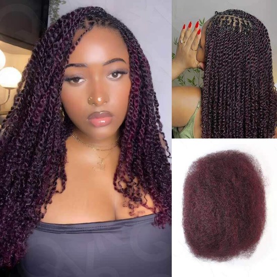 Mix #1B/99J Color Afro Kinky Bulk Human Hair Extensions For Braiding Dreadlock Hair Mix #1B/99J Color Afro Kinky Bulk Human Hair Extensions For Braiding Dreadlock Hair