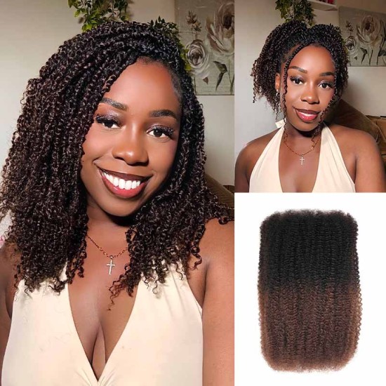 Ombre Brown #T1B/4 Afro kinky Bulk Human Hair Extensions for Braiding & Twists Ombre Brown #T1B/4 Afro kinky Bulk Human Hair Extensions for Braiding & Twists