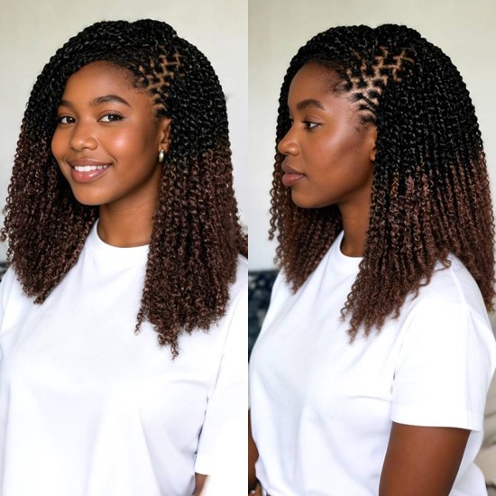 Ombre Brown #T1B/4 Afro kinky Bulk Human Hair Extensions for Braiding & Twists Ombre Brown #T1B/4 Afro kinky Bulk Human Hair Extensions for Braiding & Twists