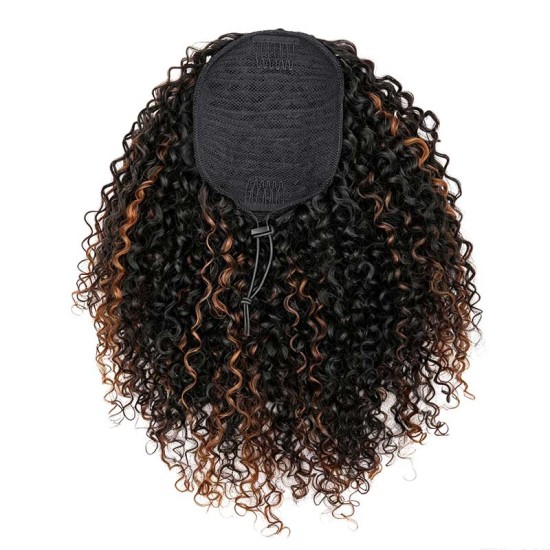 Drawstring Ponytail Twist Curly Highlight #P1B/30 Extension Human Hair Ponytail Hairstyle Drawstring Ponytail Twist Curly Highlight #P1B/30 Extension Human Hair Ponytail Hairstyle