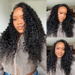 Premium Chinese Hair Deep Wave Virgin Human Crochet Hair Natural Black Machine Made Feather Crochet Hairstyles
