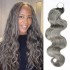Salt&Pepper Crochet Hair Body Wave Machine Made Feather Human Hair Extension