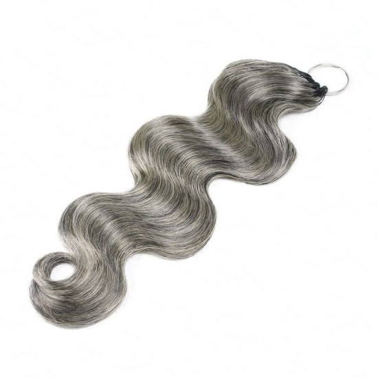 Salt&Pepper Crochet Hair Body Wave Machine Made Feather Human Hair Extension Salt&Pepper Crochet Hair Body Wave Machine Made Feather Human Hair Extension