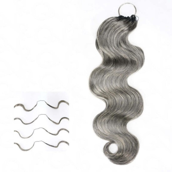 Salt&Pepper Crochet Hair Body Wave Machine Made Feather Human Hair Extension Salt&Pepper Crochet Hair Body Wave Machine Made Feather Human Hair Extension