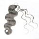 Salt&Pepper Crochet Hair Body Wave Machine Made Feather Human Hair Extension Salt&Pepper Crochet Hair Body Wave Machine Made Feather Human Hair Extension
