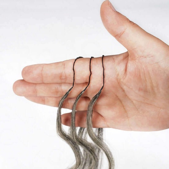 Salt&Pepper Crochet Hair Body Wave Machine Made Feather Human Hair Extension Salt&Pepper Crochet Hair Body Wave Machine Made Feather Human Hair Extension