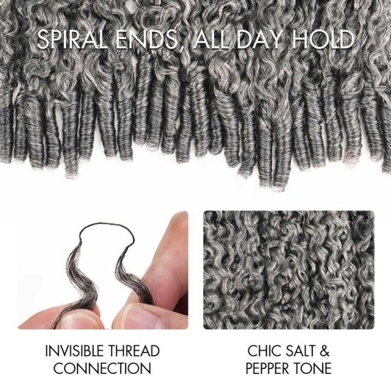 Salt&Pepper Crochet Hair Burmese Curly Machine Made Feather Human Hair Extension Salt&Pepper Crochet Hair Burmese Curly Machine Made Feather Human Hair Extension