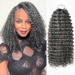 Salt&Pepper Crochet Hair Small Kinky Curly Machine Made Feather Human Hair Extension Salt&Pepper Crochet Hair Small Kinky Curly Machine Made Feather Human Hair Extension
