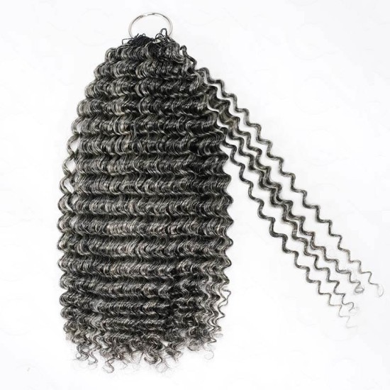 Salt&Pepper Crochet Hair Small Kinky Curly Machine Made Feather Human Hair Extension Salt&Pepper Crochet Hair Small Kinky Curly Machine Made Feather Human Hair Extension