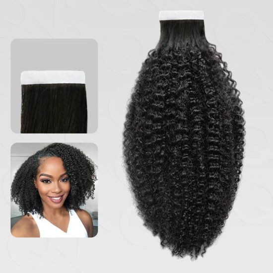 Seamless Afro Kinky Curly Tape in Hair Extensions Natural Black Human Hair Seamless Afro Kinky Curly Tape in Hair Extensions Natural Black Human Hair