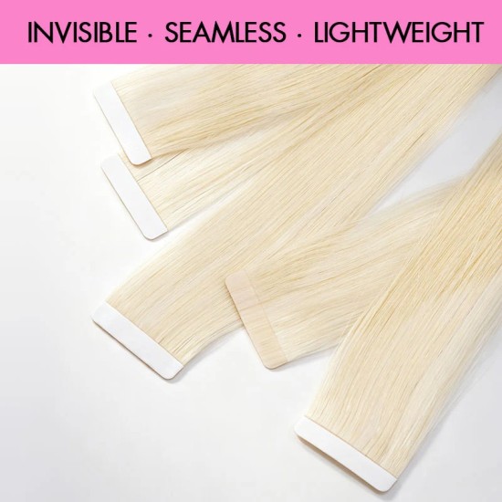 Invisible Straight Tape In Hair Extensions Natural Black Premium #613 Blonde Human Hair Invisible Straight Tape In Hair Extensions Natural Black Premium #613 Blonde Human Hair