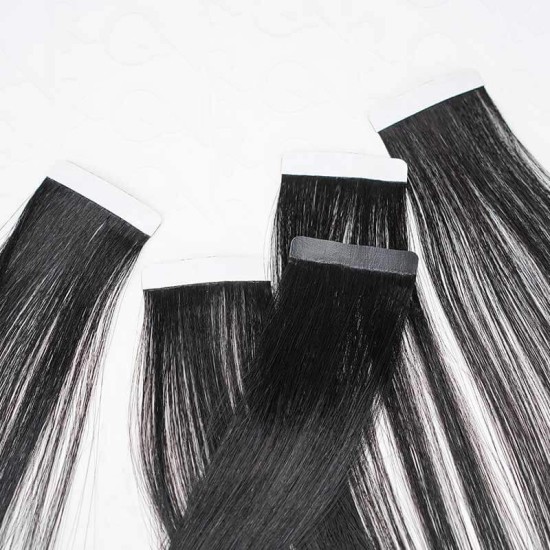 Invisible Straight Tape In Hair Extensions Natural Black Premium Human Hair Invisible Straight Tape In Hair Extensions Natural Black Premium Human Hair