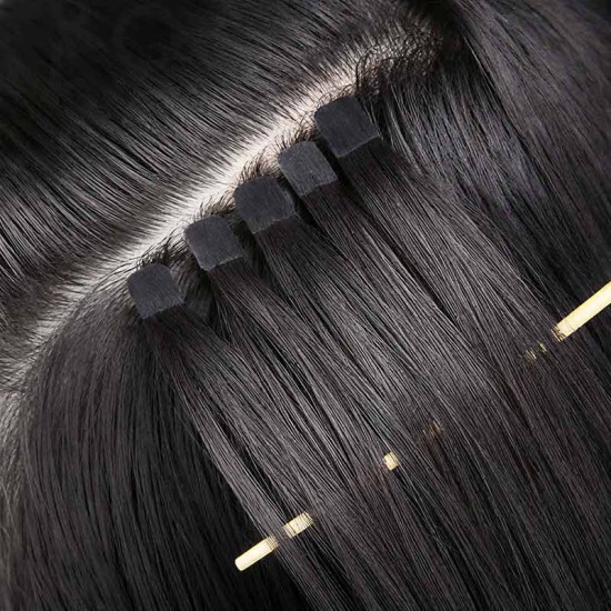 Invisible Straight Tape In Hair Extensions Natural Black Premium Human Hair Invisible Straight Tape In Hair Extensions Natural Black Premium Human Hair