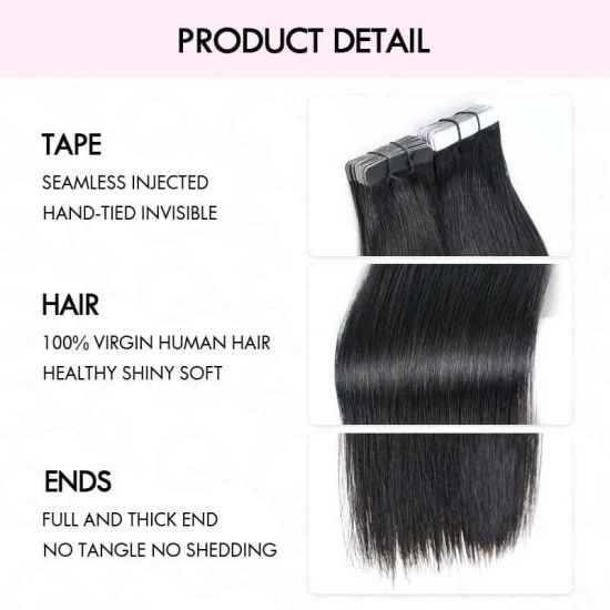 Invisible Straight Tape In Hair Extensions Natural Black Premium Human Hair Invisible Straight Tape In Hair Extensions Natural Black Premium Human Hair