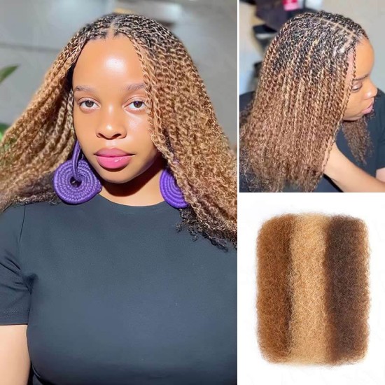 #P4/30/27 Three Colors Afro Kinky Bulk Human Hair For Braiding Dreadlock Hair #P4/30/27 Three Colors Afro Kinky Bulk Human Hair For Braiding Dreadlock Hair