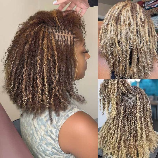 3 In 1 Afro Kinky Bulk Three Colors #32/16/613 Human Hair Extensions For Braiding Dreadlock Hair 3 In 1 Afro Kinky Bulk Three Colors #32/16/613 Human Hair Extensions For Braiding Dreadlock Hair