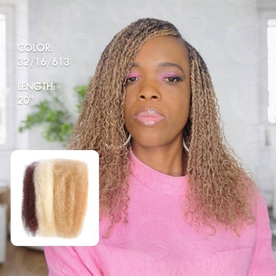 3 In 1 Afro Kinky Bulk Three Colors #32/16/613 Human Hair Extensions For Braiding Dreadlock Hair 3 In 1 Afro Kinky Bulk Three Colors #32/16/613 Human Hair Extensions For Braiding Dreadlock Hair