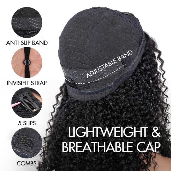 Brown Highlight V Part Wigs Burmese Curly Invisible Lace Edge Human Hair Wig Brown Highlight V Part Wigs Burmese Curly Invisible Lace Edge Human Hair Wig